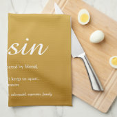 Gold Glitzer Eleganter Script Cousin Definition  Geschirrtuch (Viertel Falte)