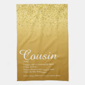 Gold Glitzer Eleganter Script Cousin Definition  Geschirrtuch (Vertikal)