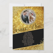 Gold Glitzer Elegantes Foto Seating Chart Card Car Einladung