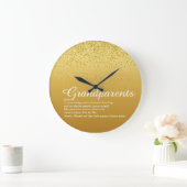 Gold Glitzer Elegantes Script Großeltern Zitat Große Wanduhr (Zuhause)