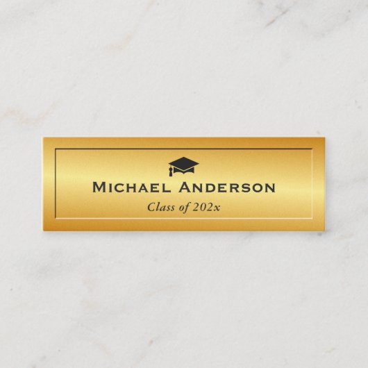 Gold Glitzer Embossed Senior Abschluss Name Card Telefonnummerkarte (Vorderseite)