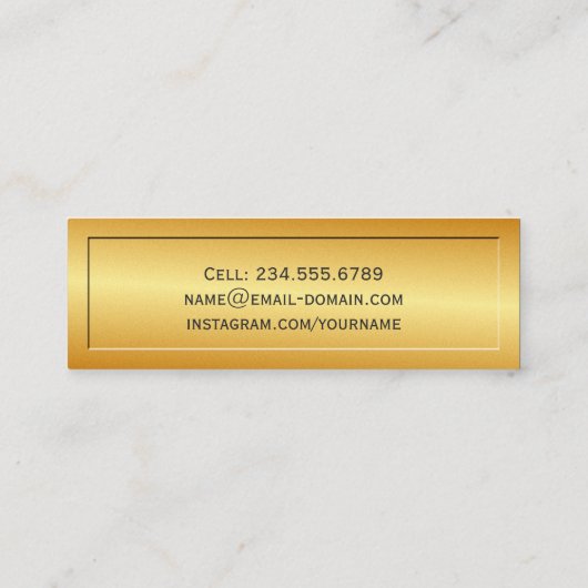 Gold Glitzer Embossed Senior Abschluss Name Card Telefonnummerkarte (Rückseite)