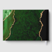 Gold Glitzer Emerald Green Agate Wedding Gold Foil Gästebuch (Rückseite)