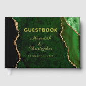 Gold Glitzer Emerald Green Agate Wedding Gold Foil Gästebuch (Vorderseite)