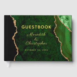 Gold Glitzer Emerald Green Agate Wedding Gold Foil Gästebuch