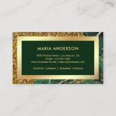 Gold Glitzer Emerald Green Marble Makeup Artist Visitenkarte (Rückseite)