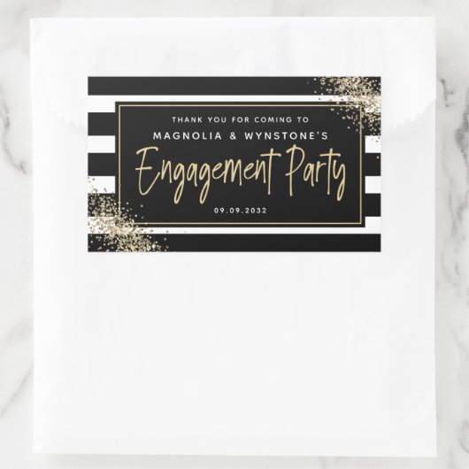 Gold Glitzer Engagement Party Vielen Dank Rechteckiger Aufkleber (Tasche)