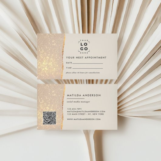 Gold Glitzer Ernennung Erinnerung & Business Visitenkarte