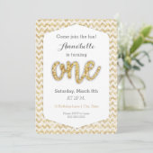 Gold Glitzer Erste Geburtstagskarte Einladung (Stehend Vorderseite)