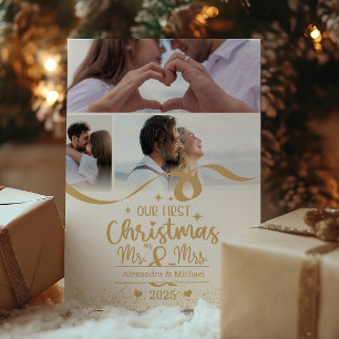 Gold Glitzer Erste Weihnachtsfeier 6 Foto Feiertagskarte