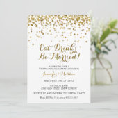 Gold Glitzer essen Drink Verheiratet Probe Abendes Einladung (Stehend Vorderseite)