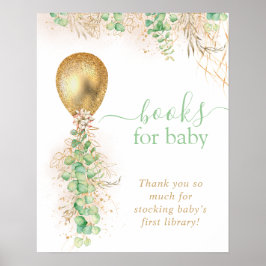 Gold Glitzer Eucalyptus Balloon Bücher für Baby Poster