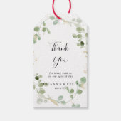 Gold Glitzer Eucalyptus Foliage Wedage Vielen Dank Geschenkanhänger (Vorderseite)