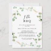 Gold Glitzer Eucalyptus I GRILLEN Engagement Parte Einladung (Vorderseite)