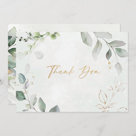 Gold Glitzer Eukalyptus Wedding Dankeschön Card Dankeskarte (Vorne/Hinten)