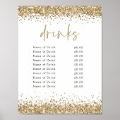 Gold Glitzer Event Party Drinks Preise Bar-Signatu Poster (Vorne)