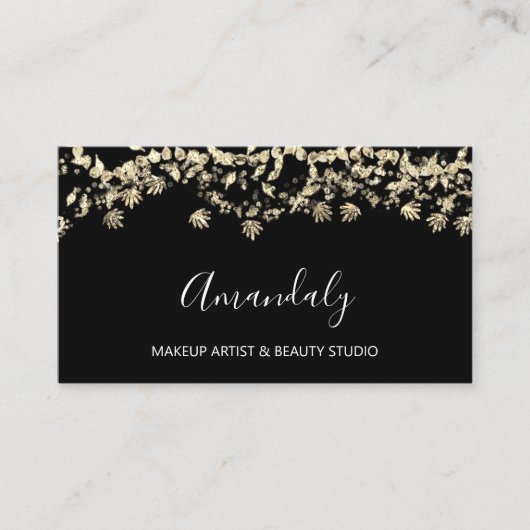 Gold Glitzer Event Planner Beauty Shop Confetti Visitenkarte (Vorderseite)