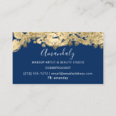 Gold Glitzer Event Planner Stylist Blue Navy Visitenkarte (Rückseite)