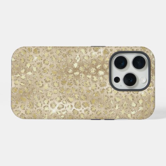 Gold Glitzer Extravagant Cheetah Pattern iPhone Hülle (Rückseite (Horizontal))
