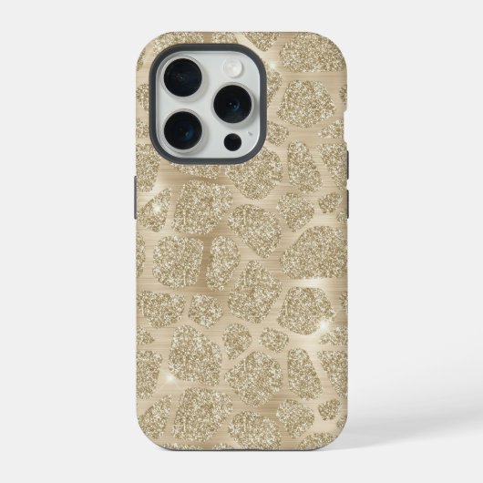Gold Glitzer Extravagant Cheetah Pattern iPhone Hülle (Rückseite)