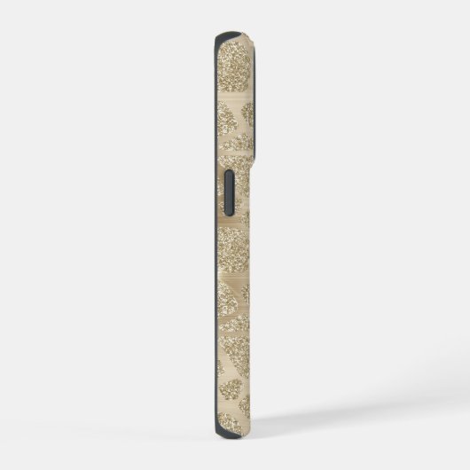 Gold Glitzer Extravagant Cheetah Pattern iPhone Hülle (Rechte Seite)