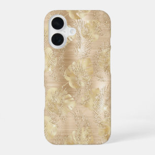 Gold Glitzer Extravagant Palm Blätter Muster iPhone 16 Hülle