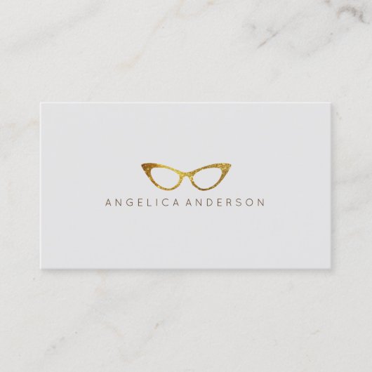 Gold Glitzer Eye Glasses Business Card Visitenkarte (Vorderseite)