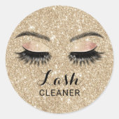 Gold Glitzer Eyelash Extensions Salon Lash Cleaner Runder Aufkleber (Vorderseite)