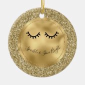 Gold Glitzer Eyelashes Keramik Ornament (Vorne)
