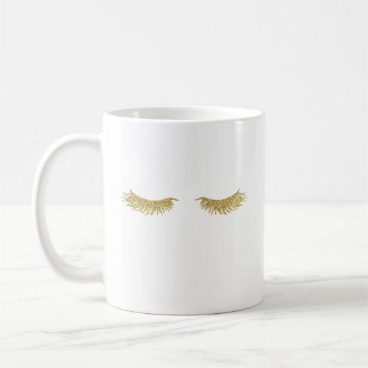 Gold Glitzer Eyelashes Tasse (Links)