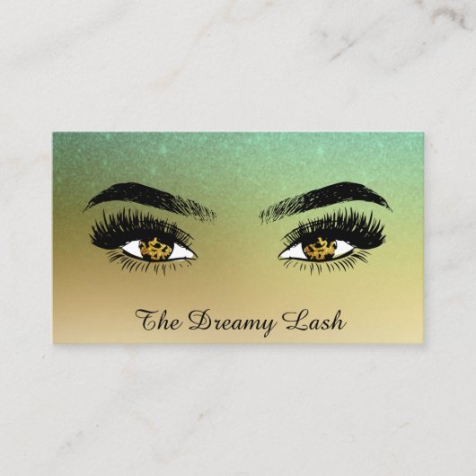 *~* Gold Glitzer Eyes Lashes QR Brows Extensions Visitenkarte (Vorderseite)