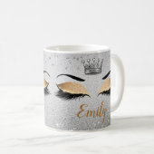 Gold Glitzer Eyes Monogram Kaffeetasse (VorderseiteRechts)