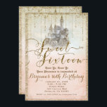 Gold Glitzer Fairytale Storybook Burg Süß 16 Einladung<br><div class="desc">Gold Glitzer Fairytale Storybook Burg Süß 16 Einladungen</div>