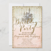 Gold Glitzer Fairytale Storybook Burg Wilhelm Tell Einladung (Vorderseite)