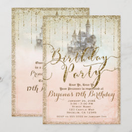 Gold Glitzer Fairytale Storybook Burg Wilhelm Tell Einladung