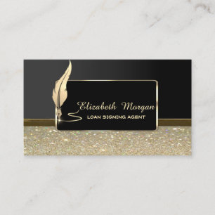 Gold Glitzer Feather Frame Glitzer Notar Visitenkarte