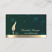 Gold Glitzer Feather Strip Champagne Notary Green Visitenkarte (Vorderseite)