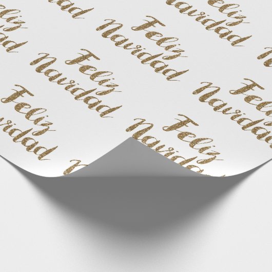 Gold Glitzer Feliz Navidad  Geschenkpapier (Ecke)