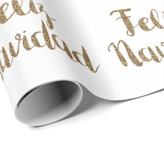 Gold Glitzer Feliz Navidad  Geschenkpapier (Rolleneckpunkt)