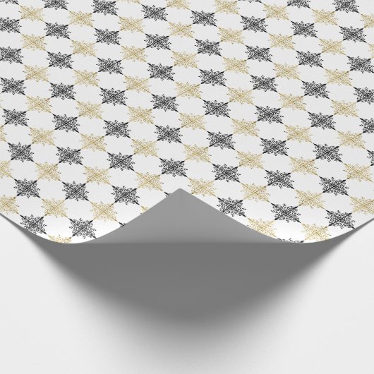 Gold Glitzer Festliche Weihnachten Schneeflocken M Geschenkpapier (Ecke)
