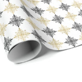 Gold Glitzer Festliche Weihnachten Schneeflocken M Geschenkpapier (Rolleneckpunkt)