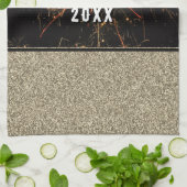 Gold Glitzer Feuerwerke Frohes Neues Jahr 2023 Geschirrtuch (Gefaltet)