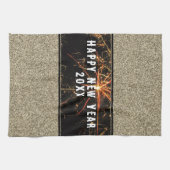 Gold Glitzer Feuerwerke Frohes Neues Jahr 2023 Geschirrtuch (Horizontal)