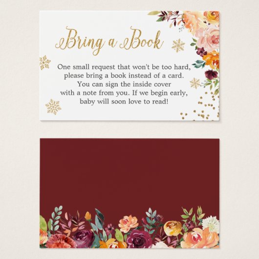 Gold Glitzer Floral Baby Showkarte (Vorne & Hinten)