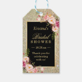 Gold Glitzer Floral Brautparty Vielen Dank Geschenkanhänger (Vorderseite)