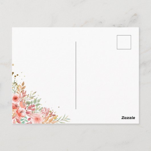 Gold Glitzer Floral Foto Girl Geburtserklärung Postkarte (Rückseite)