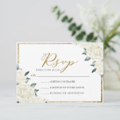 Gold Glitzer Floral Nuestra Boda Wedding RSVP Einladung (Stehend Vorderseite)