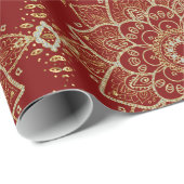 Gold Glitzer Floral Paisley Mandala Muster Geschenkpapier (Rolleneckpunkt)