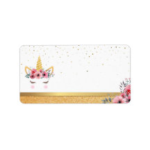 Gold Glitzer | Floral Unicorn Horn Birthday Baby