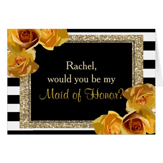 Gold Glitzer Floral werden Sie meine Trauzeugin se (Vorderseite (Horizontal))